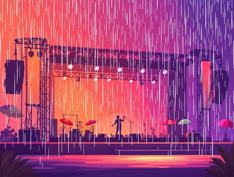 音乐节现场突降大雨，艺人冒雨坚持演出 - 每日黑料大赛